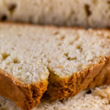 close up of no yeast bread slices