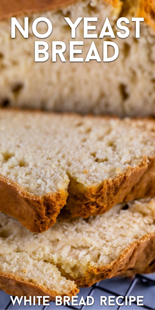 close up of no yeast bread slices