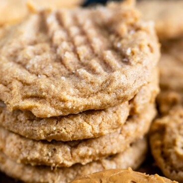 stack of 3 ingredient peanut butter cookies