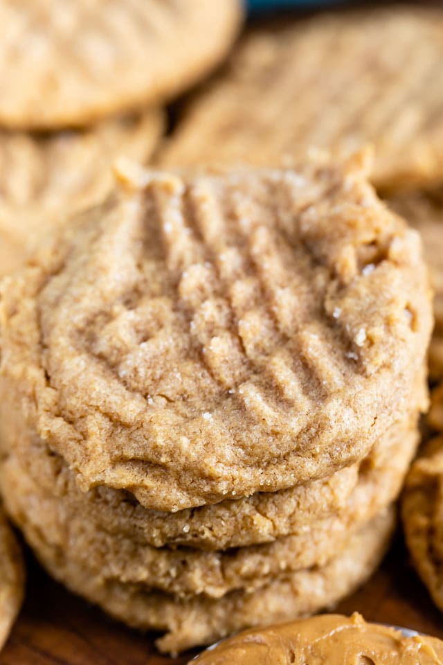 stack of 3 ingredient peanut butter cookies