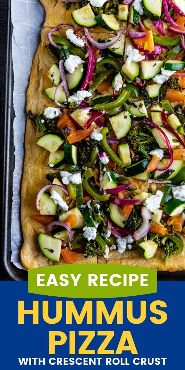 Vegetable hummus pizza