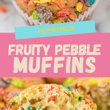 Muffins with fruity pebble cereal
