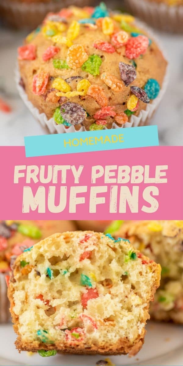 Muffins with fruity pebble cereal