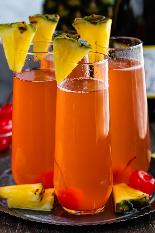 Rum punch mimosa cocktail