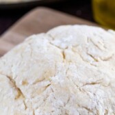 Homemade no yeast pizza dough in a ball