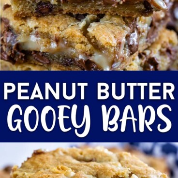 peanut butter gooey bars collage
