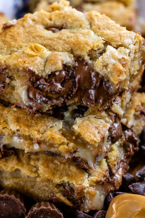 Peanut Butter Cup Gooey Cookie Bars Crazy for Crust
