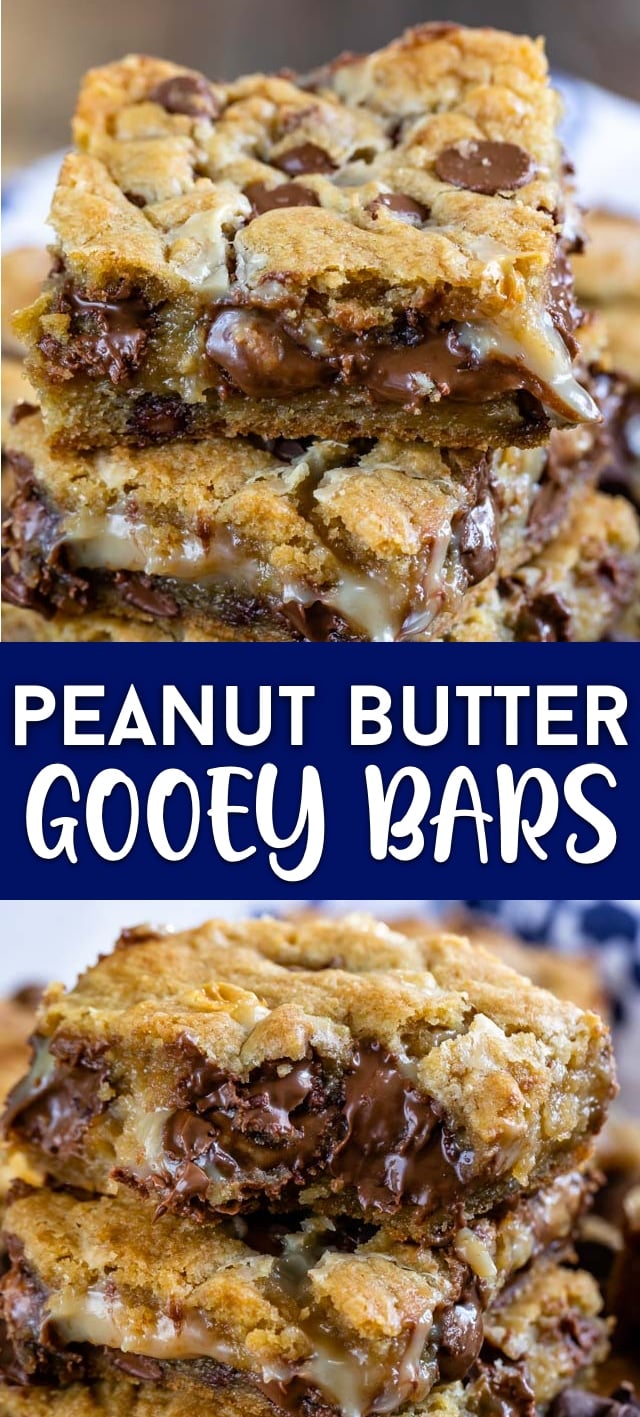 peanut butter gooey bars collage