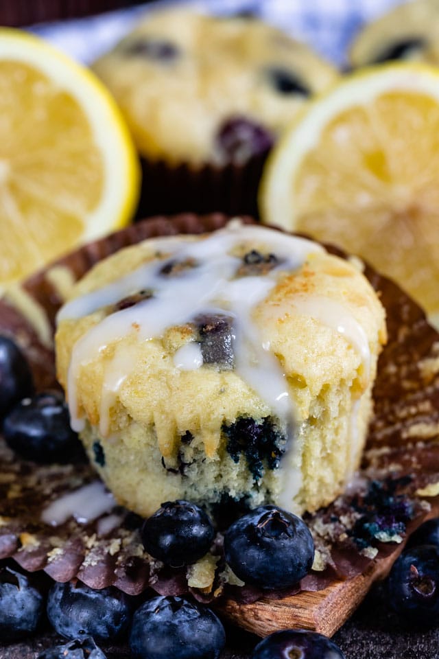 Lemon blueberry muffin with glaze