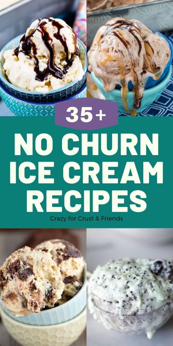 collage with 4 ice cream photos and color block with words