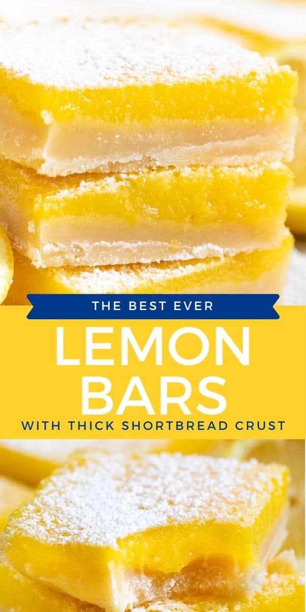 Photo collage of the best lemon bars with recipe title in middle of photos