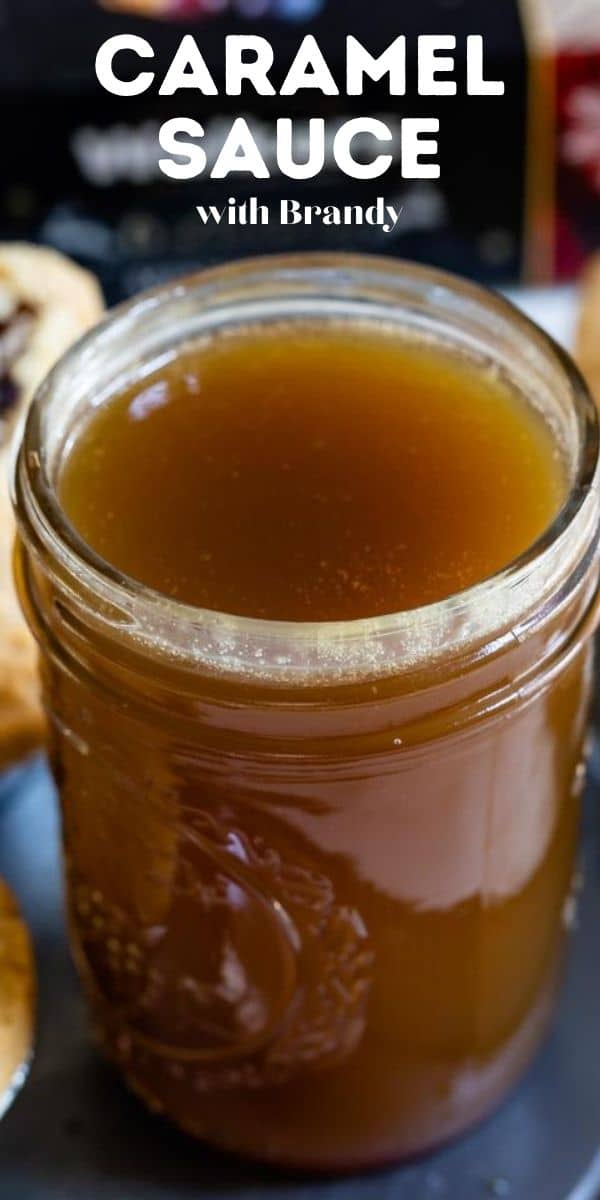 jar of caramel sauce with words on photo