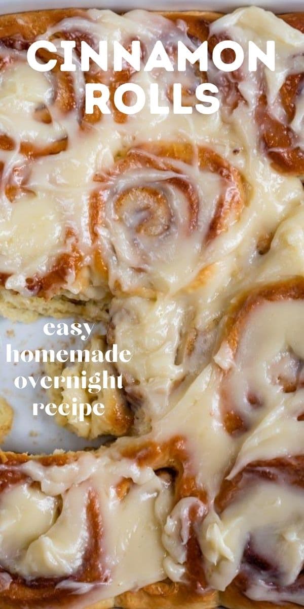 easy homemade cinnamon rolls overhead shot in pan