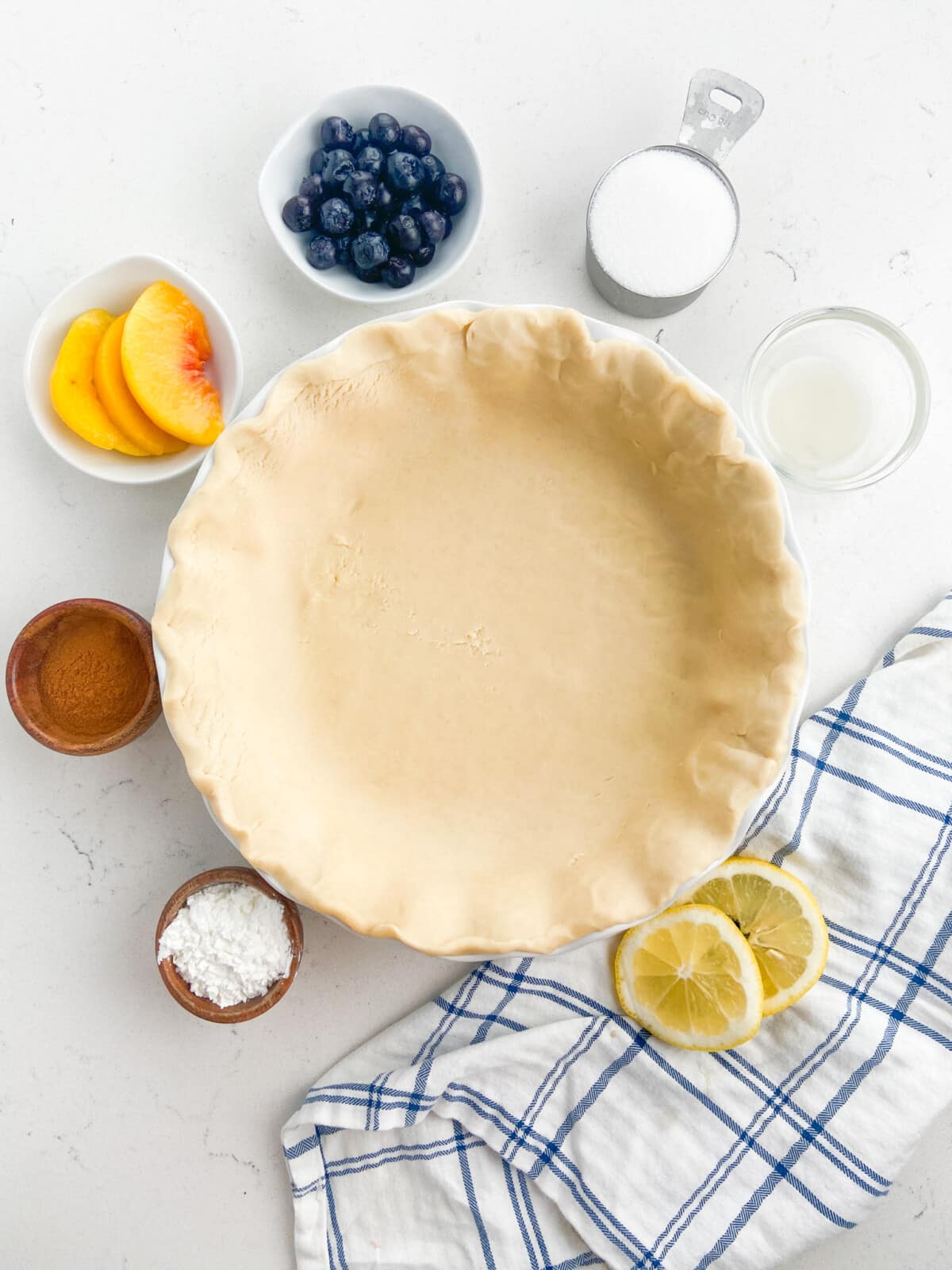 ingredients needed to make peach blueberry pie