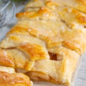 sliced strudel on parchment