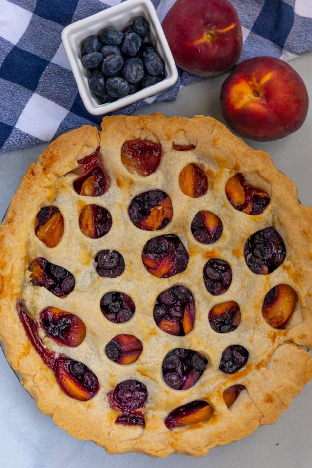 overhead shot of circle lattice pie