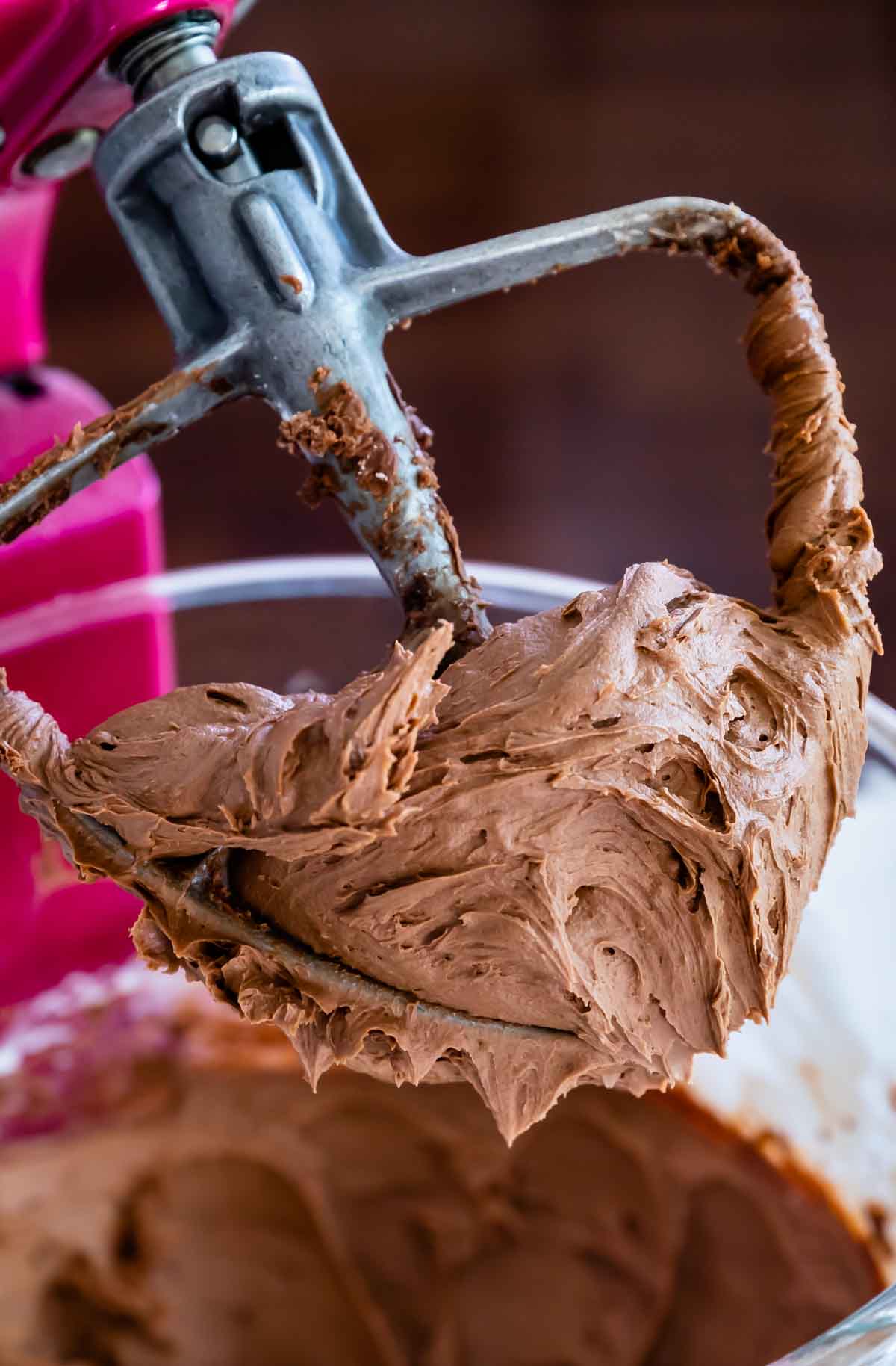 chocolate frosting on paddle attachment