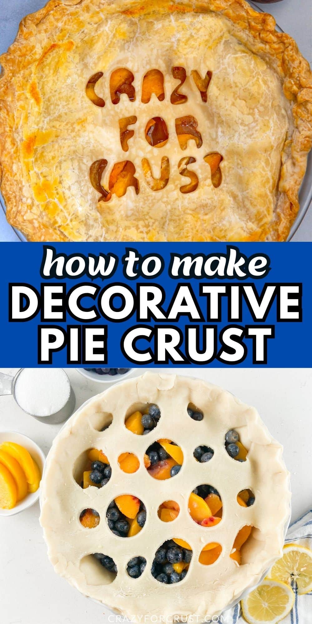 2 photos showing decorative pie crusts