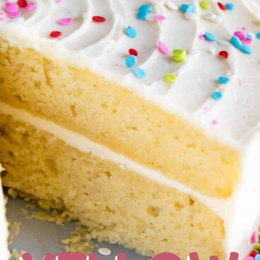 yellow cake with slice missing