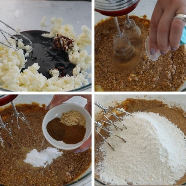 collage of 4 photos making cookie dough