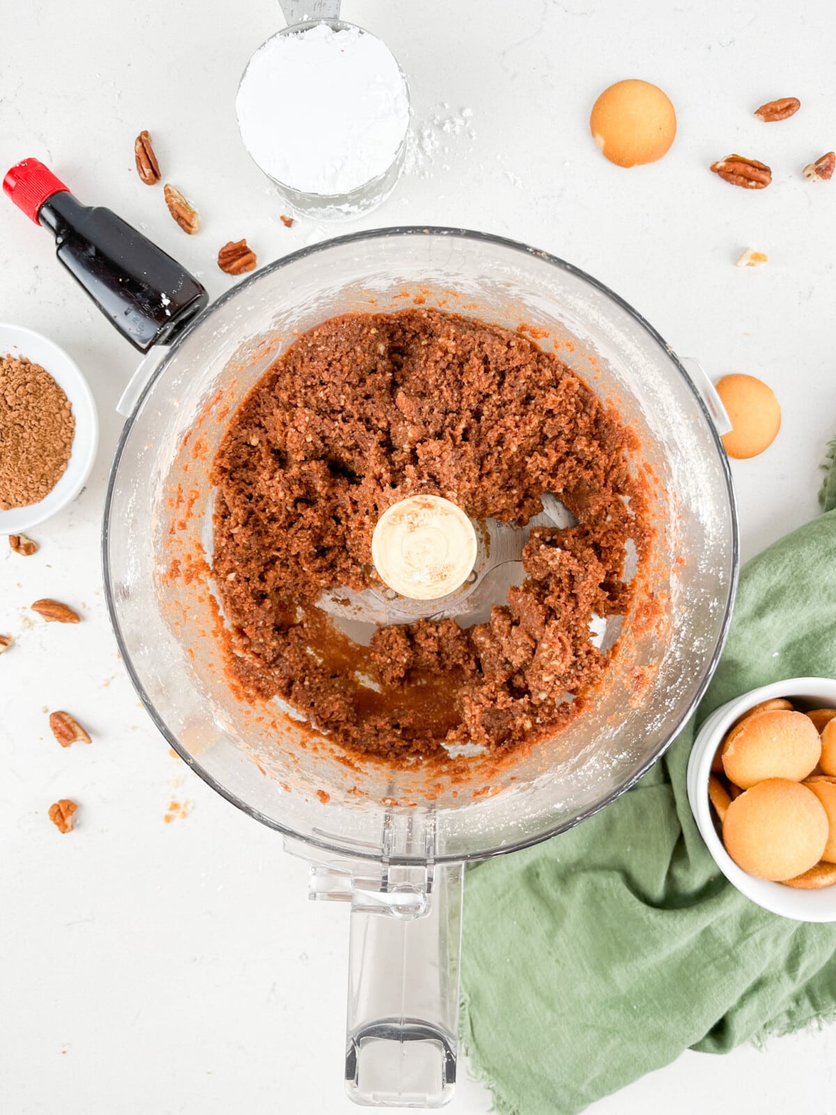 rum ball mixture in food processor.