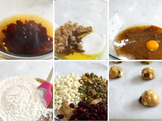 collage of 6 photos showing how to make cookies