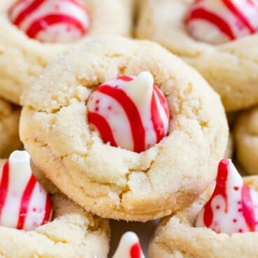 Close up shot of peppermint blossom cookies