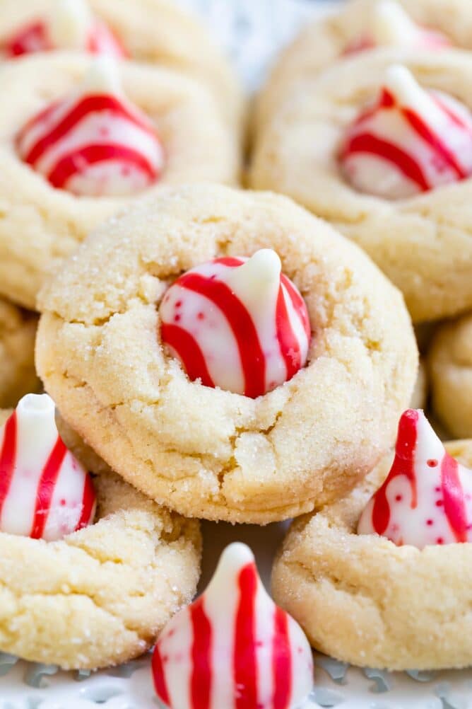 Close up shot of peppermint blossom cookies