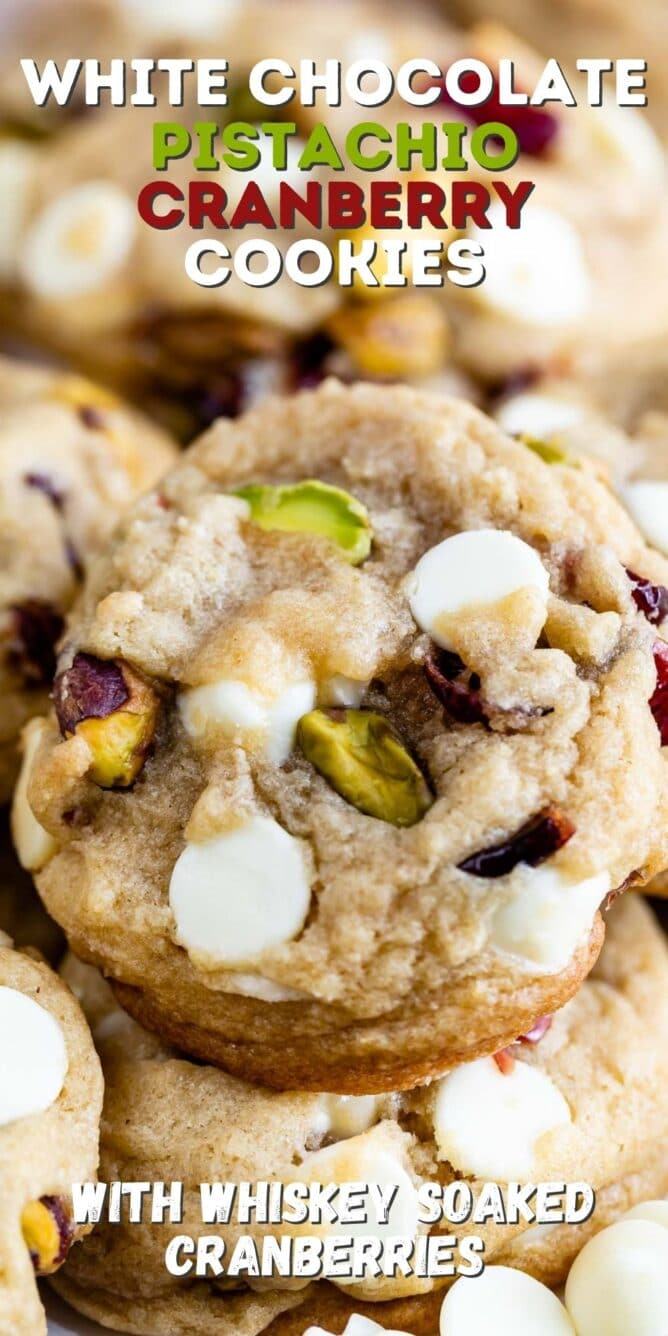 close up of cranberry cookie with words on photo