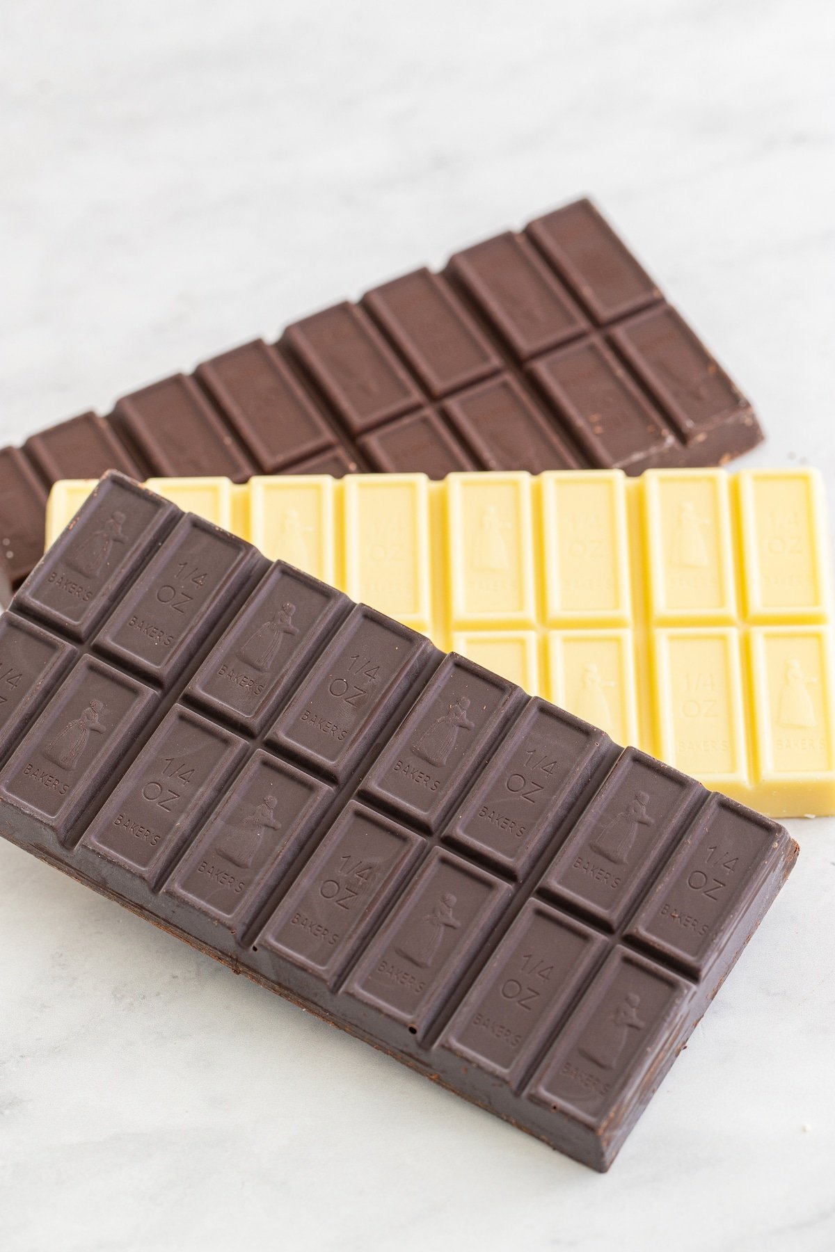 dark chocolate semi sweet and white chocolate baking bars