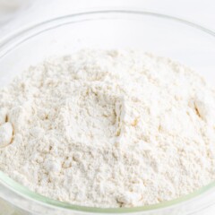 Flour in a large clear mixing bowl