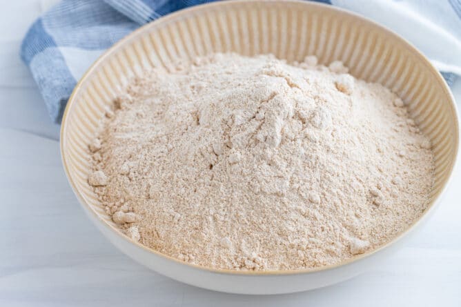 Photo of one type of baking flour in a bowl