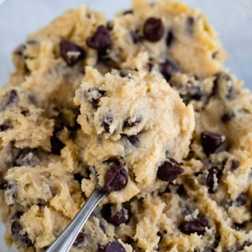 bowl of cookie dough with spoon