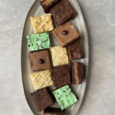 overhead shot of plate of brownies