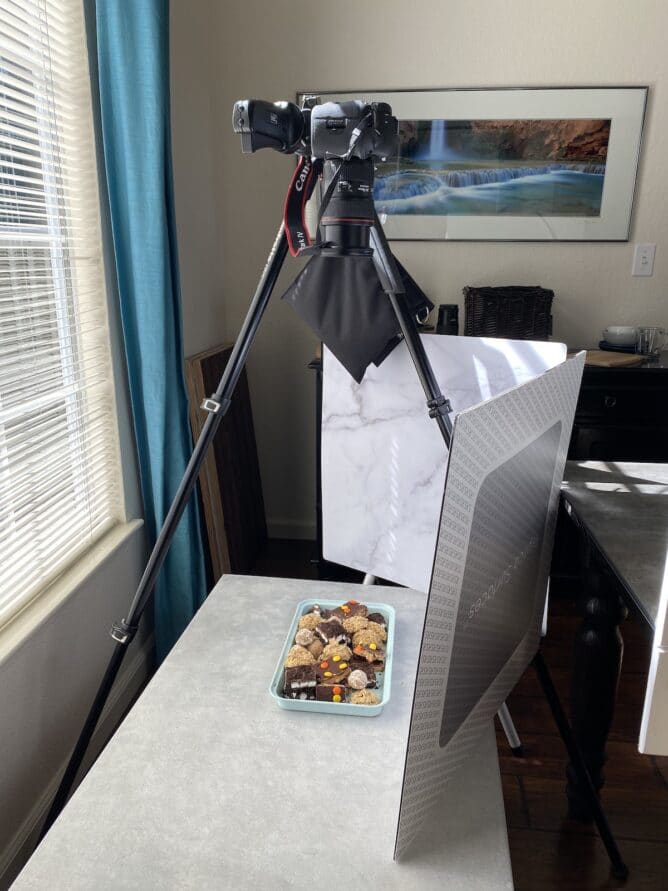 camera over platter of cookies taking photo