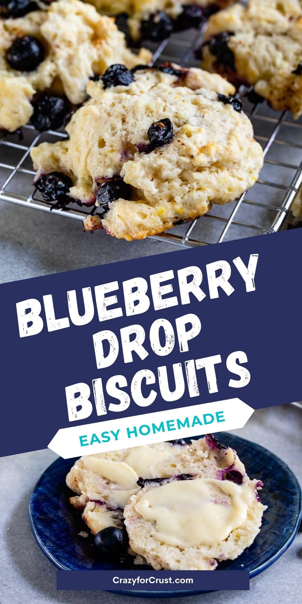 Easy Blueberry Biscuits Recipe (Drop Biscuits) - Crazy for Crust