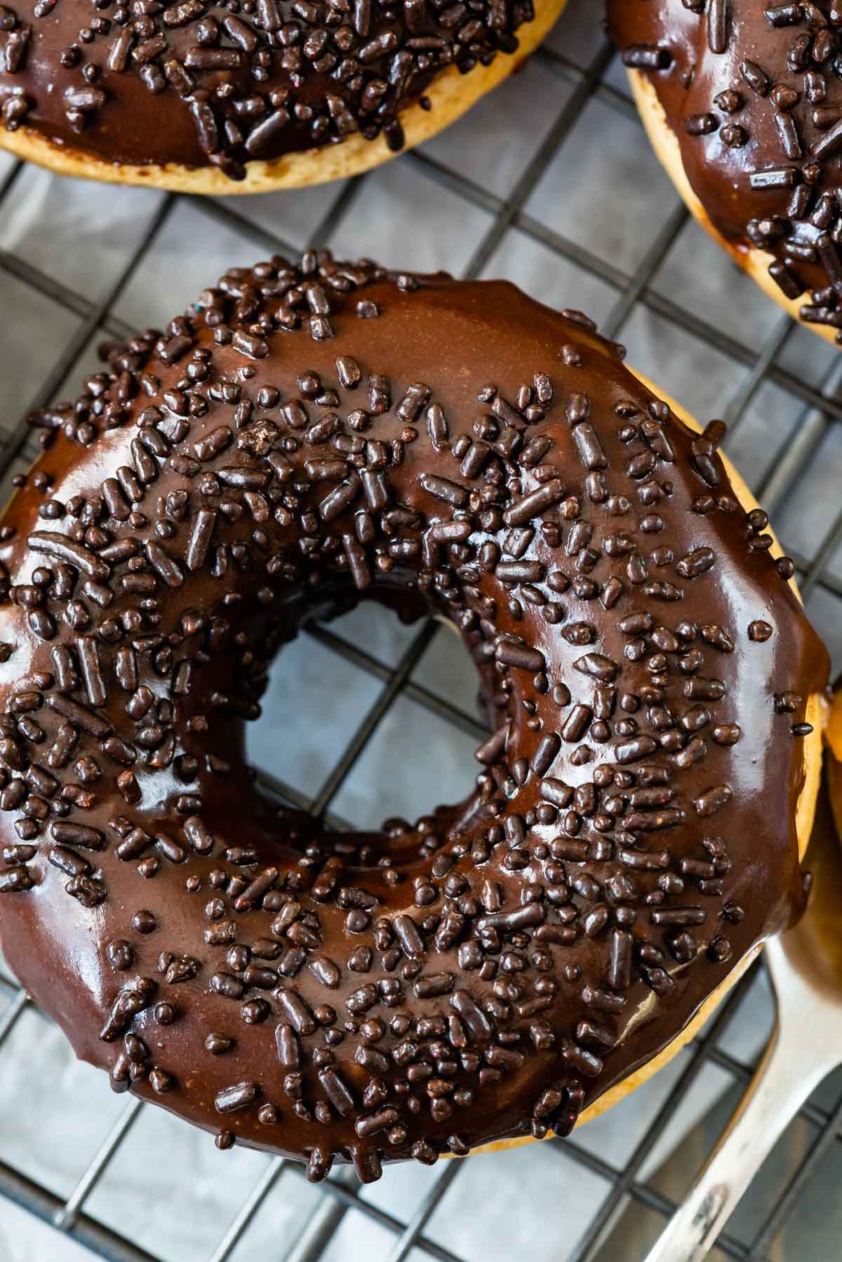Peanut Butter Baked Donuts with Chocolate Glaze
