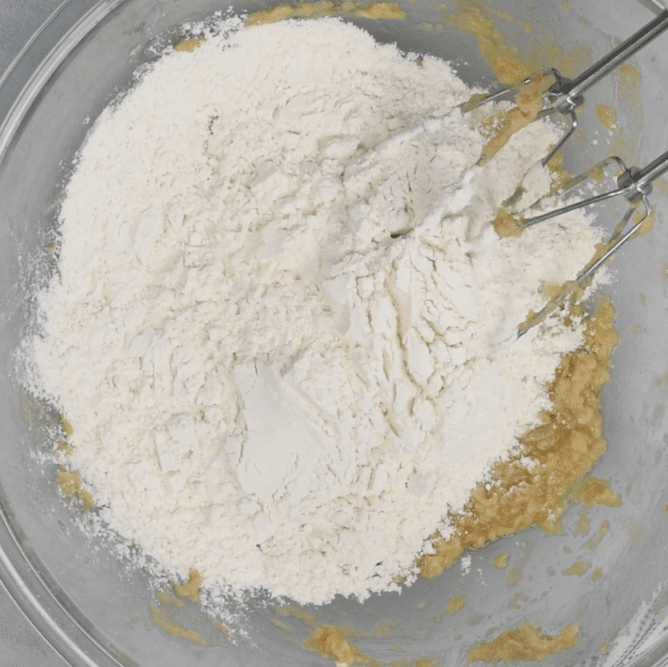 bowl of dough with flour