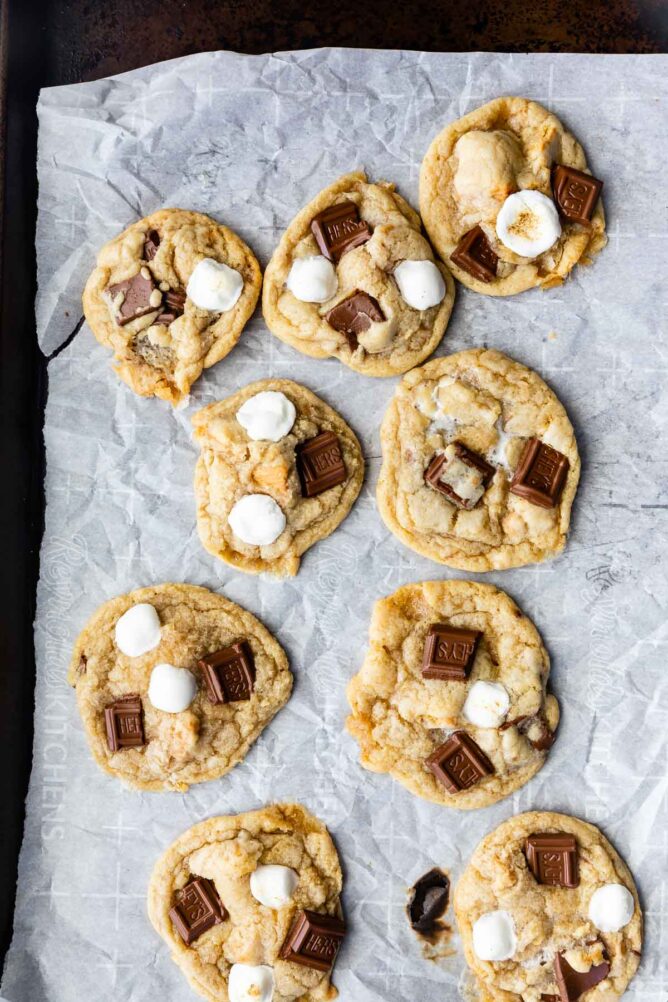 cookies on parchment paper on cookie sheet