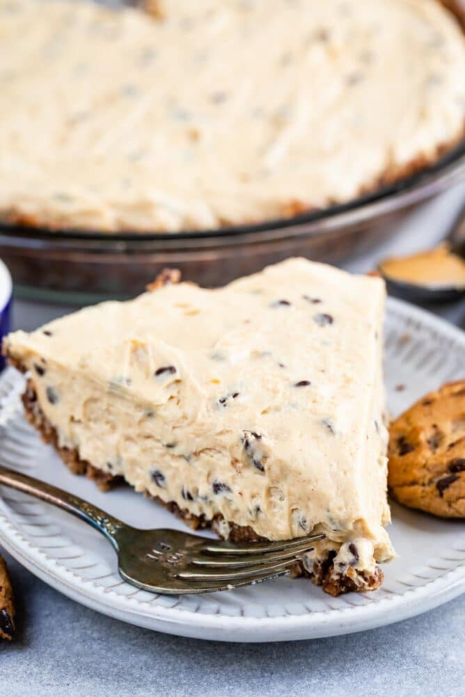 One slice of chocolate chip peanut butter pie