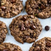 Overhead shot of baked chocolate zucchini cookies