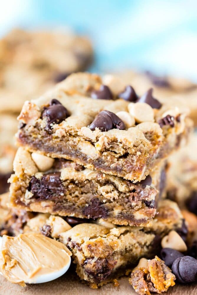 Stack of peanut butter cookie bars