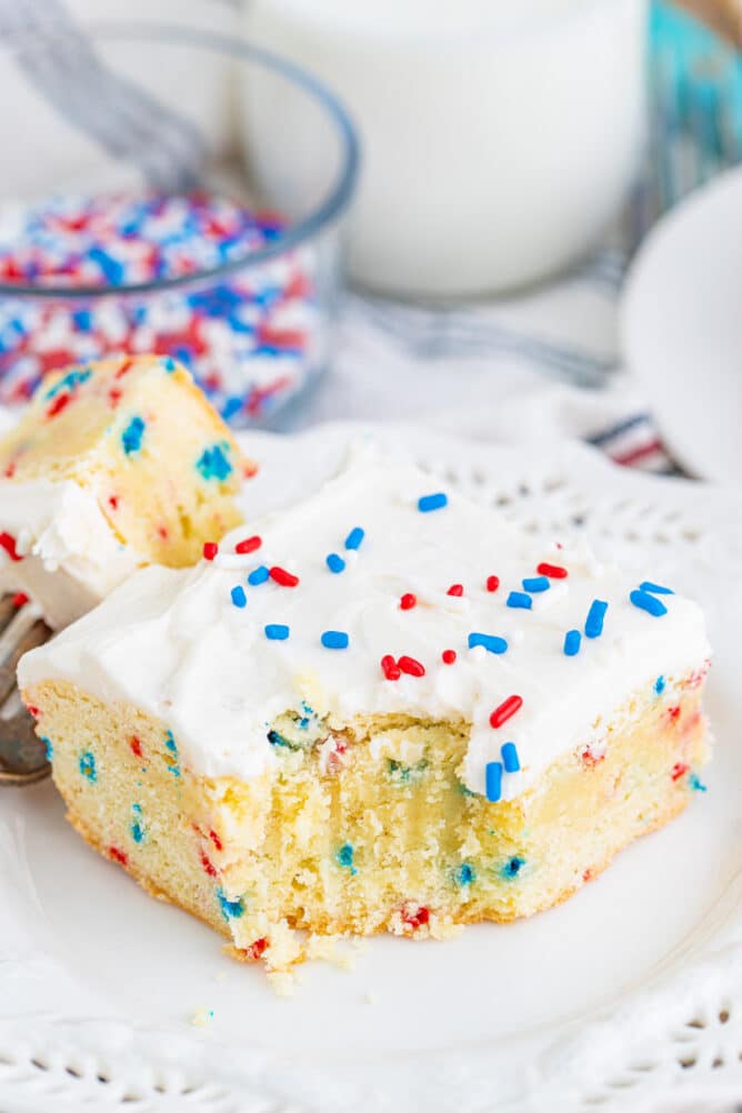 cookie bar on white plate with bite missing