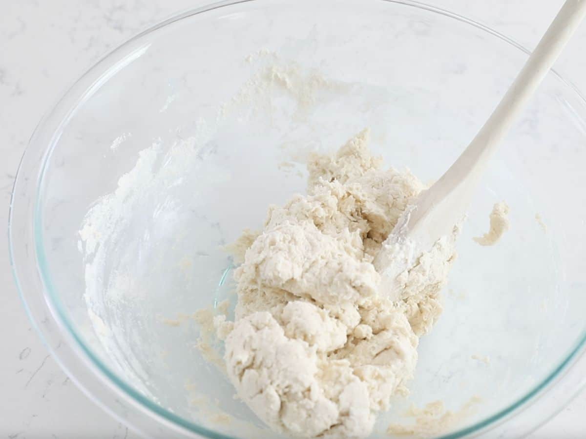 shaggy dough in bowl.