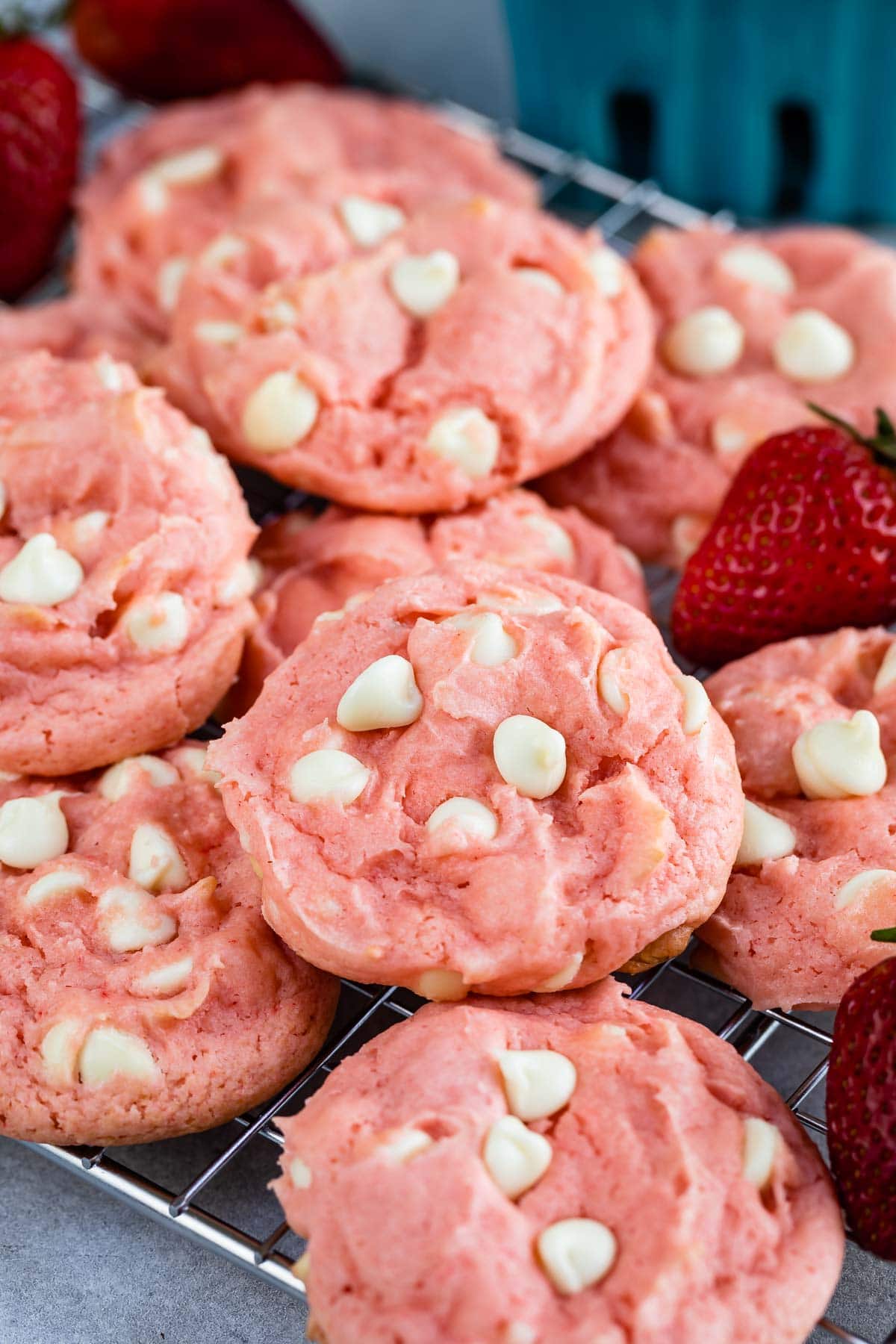 close up of cookie with white chocolate chips