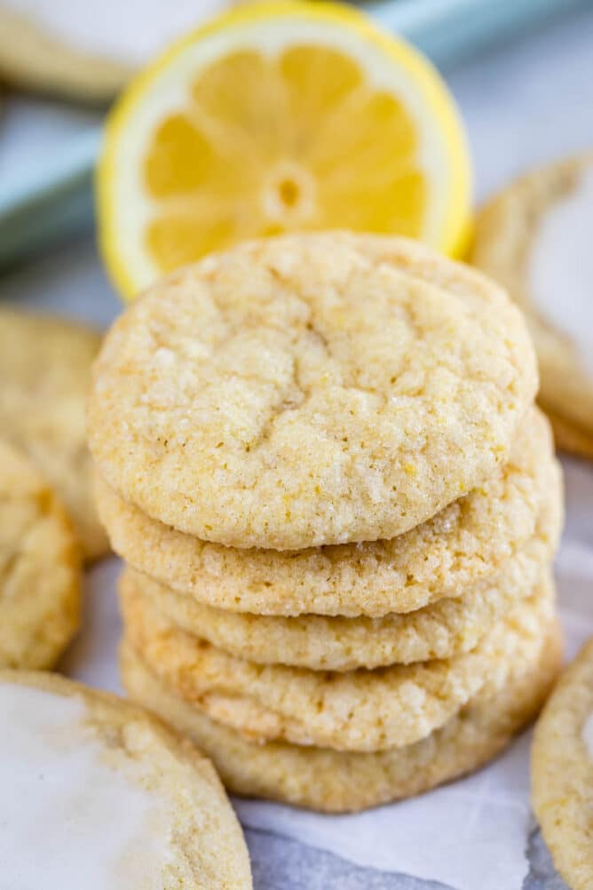 Stack of five lemon cookies