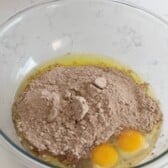 cake mix, eggs, and melted butter in large glass bowl.