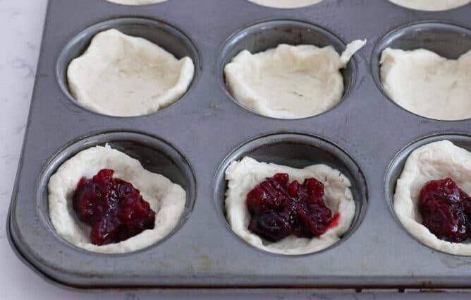 muffin pan with pie bites