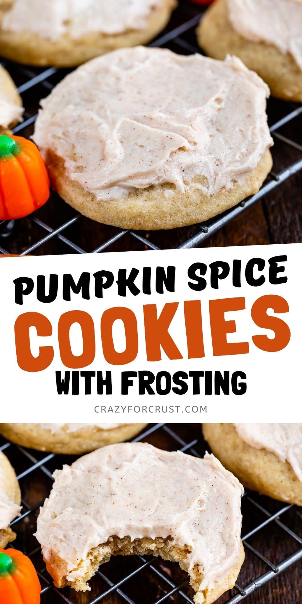 Pumpkin Spice Cookies (with frosting) - Crazy for Crust