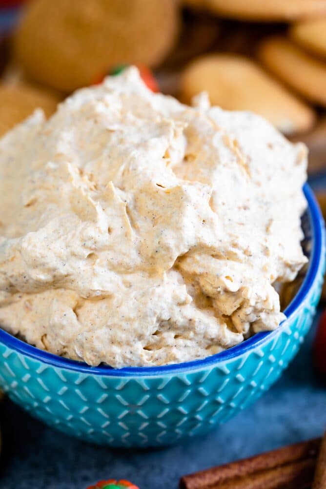 pumpkin fluff in blue bowl